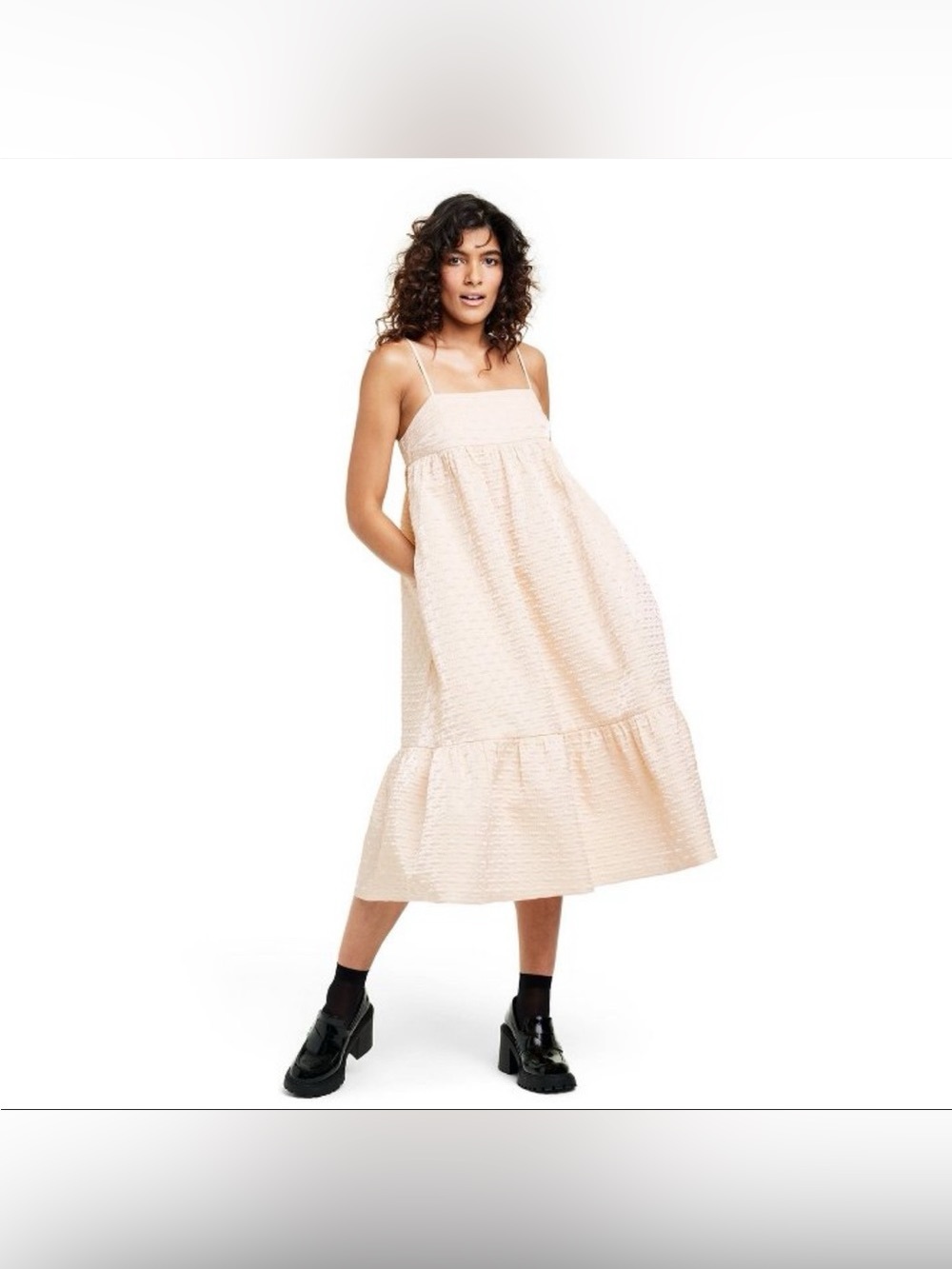 Kika Vargas Textured Empire Waist Midi Dress Size Medium